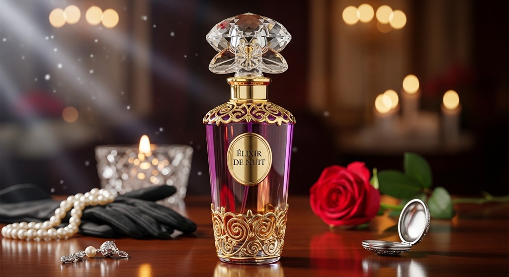 Luxury perfume bottles arranged for party and date night fragrance selection