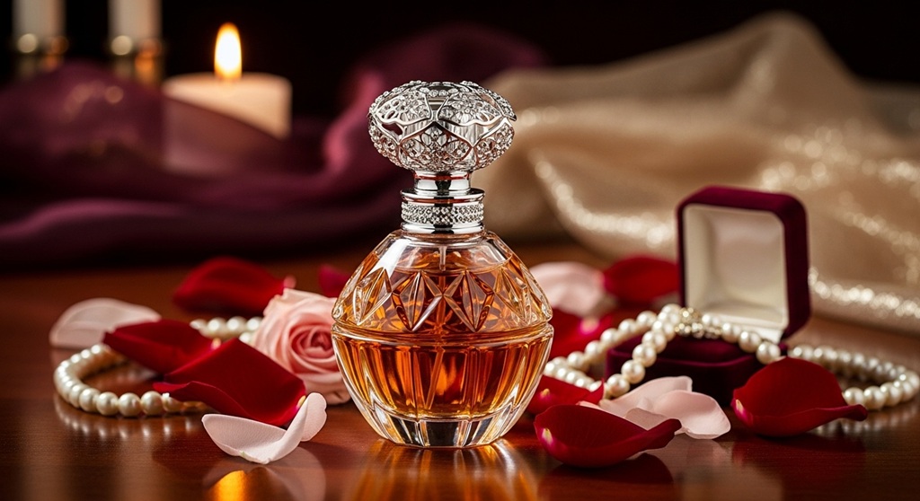 Close-up of perfume spray on wrist for special occasion scent testing