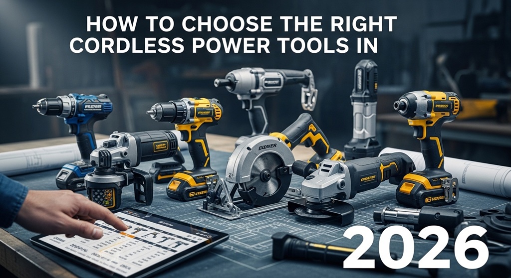 Cordless power tools kit with drill and battery system