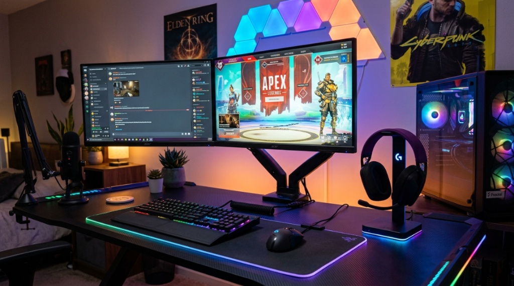 Affordable gaming headset resting on a stand.