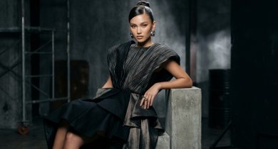 High-fashion editorial portrait of a model showcasing modern glamour and luxury makeup.